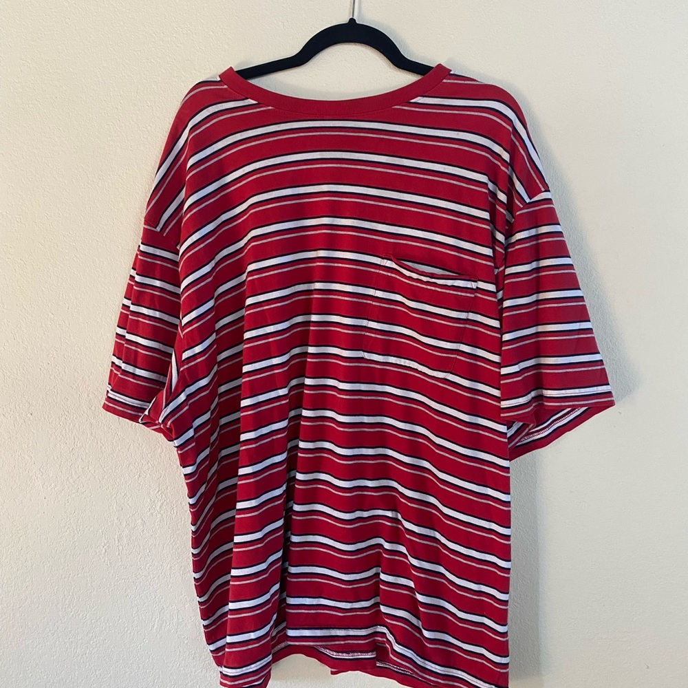 Red striped oversized t shirt